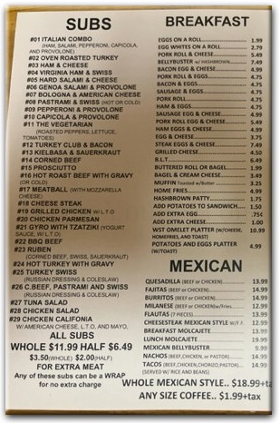 menu