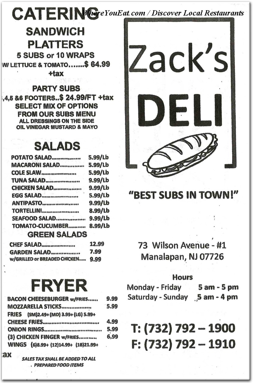 Zack's Deli in Central Jersey